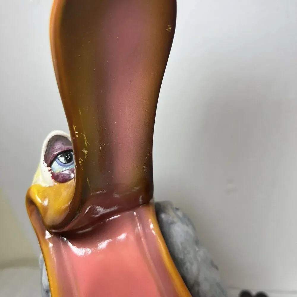 Vtg Pelican Wine Bottle Holder W Cork Topper Tabletop Decoration 12” Beach Decor